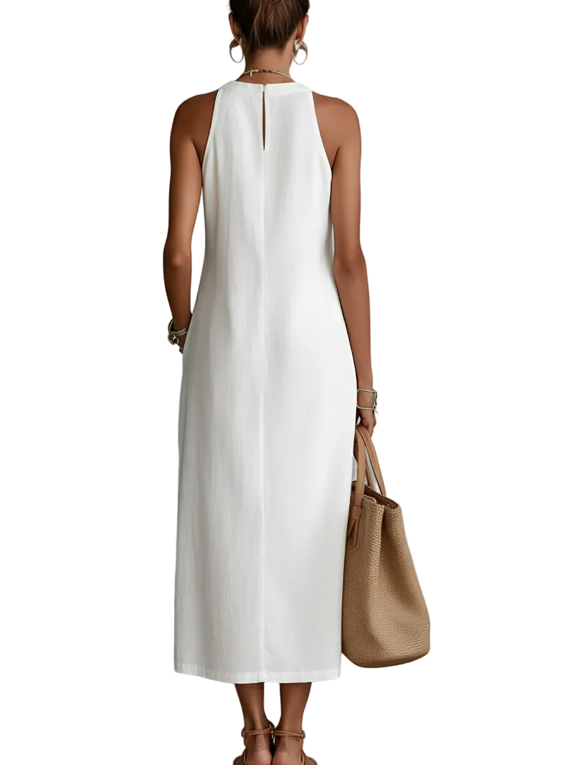 Jimena — Vestido maxi halter con abertura lateral