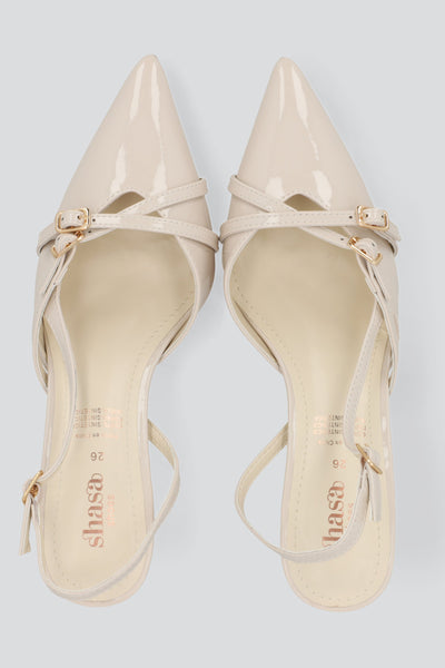 Pointy strappy heel