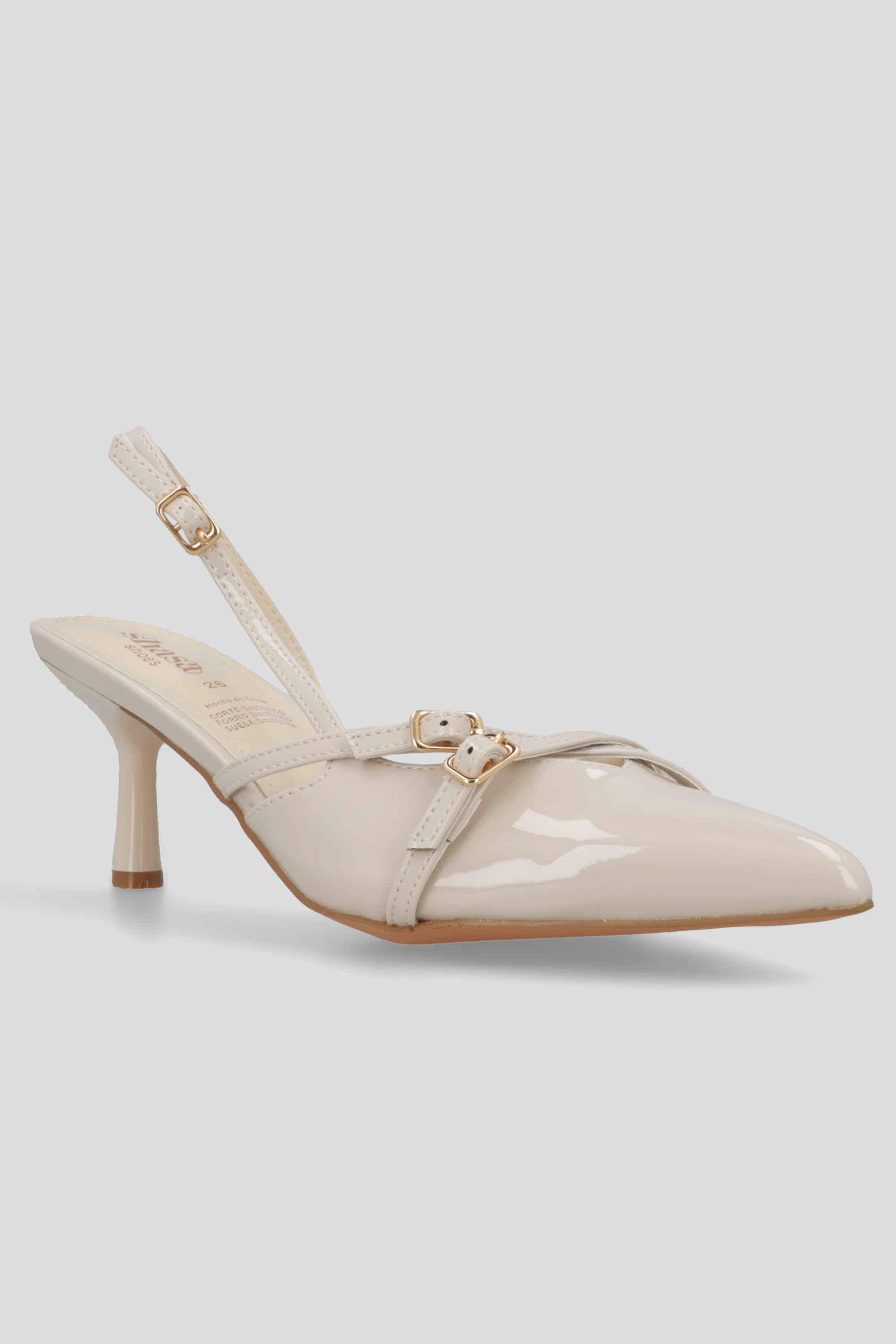 Pointy strappy heel