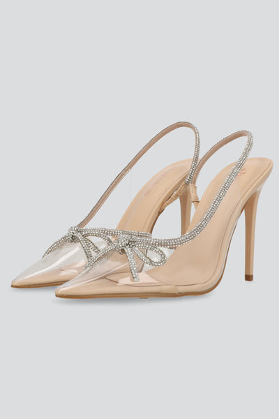 POINTY HEEL TRANSPARENT BOW