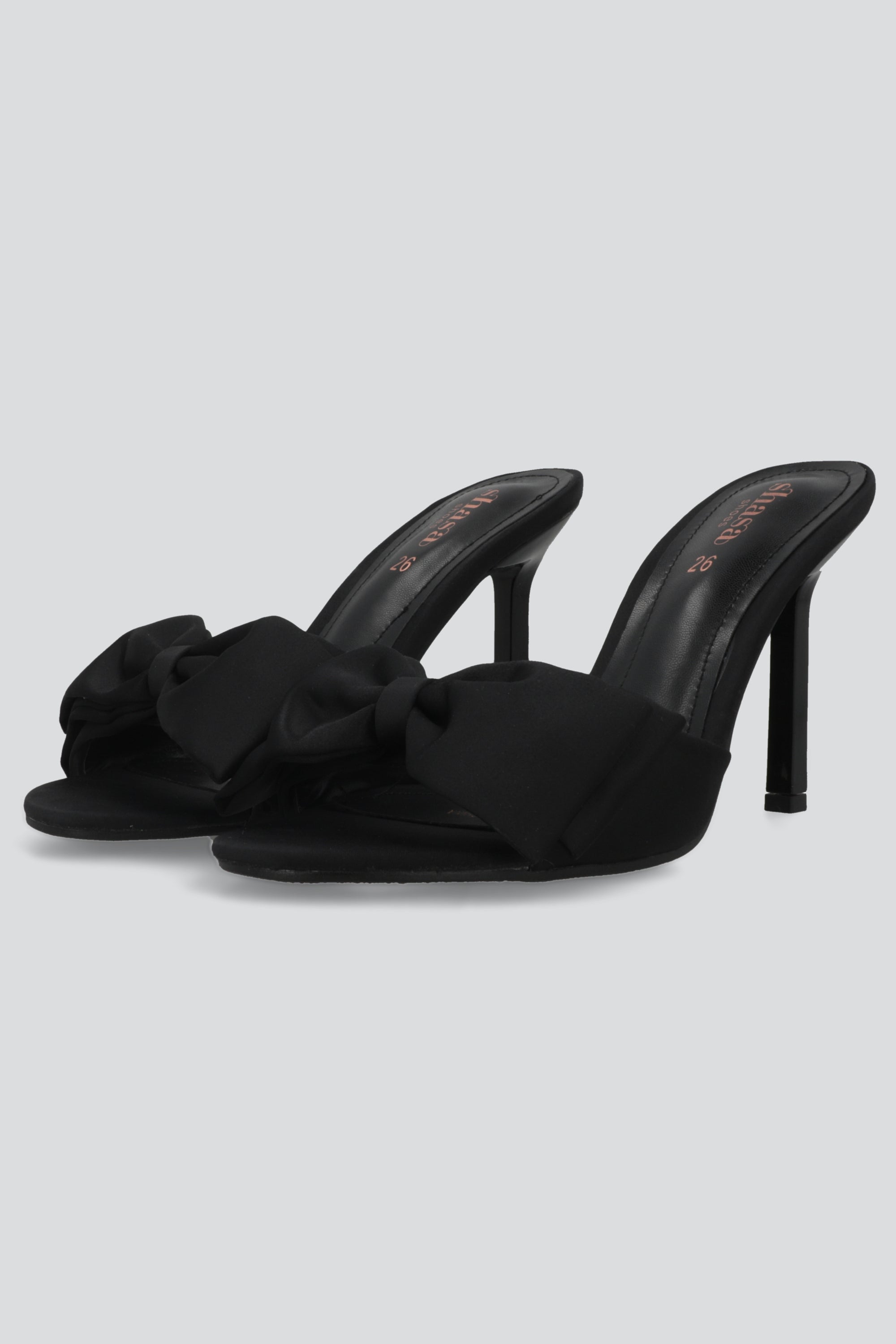 High heel satin bow mule