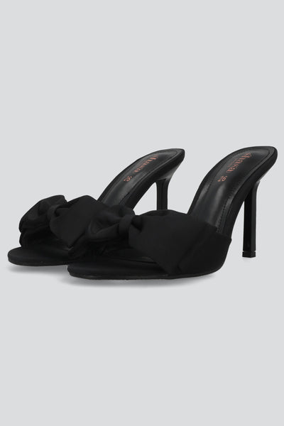 High heel satin bow mule