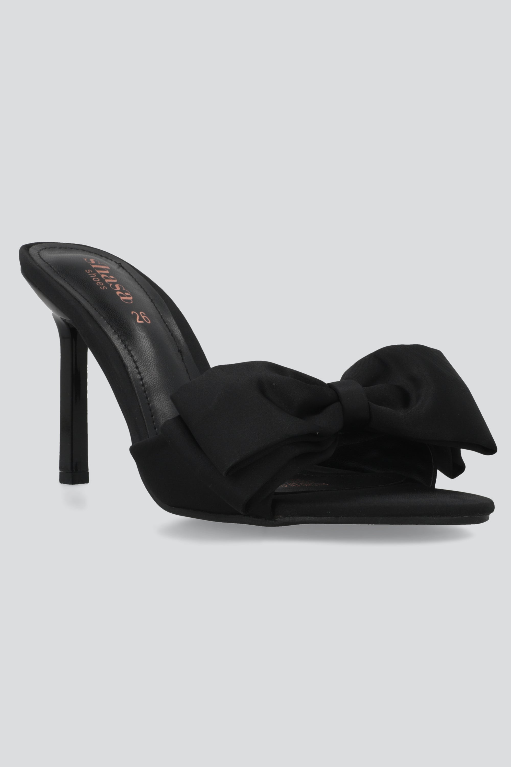 High heel satin bow mule