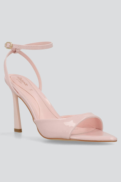 Stiletto heel patent leather peep toe strappy