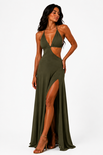 Marta - Vestido maxi con escote y apertura