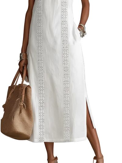 Jimena — Vestido maxi halter con abertura lateral