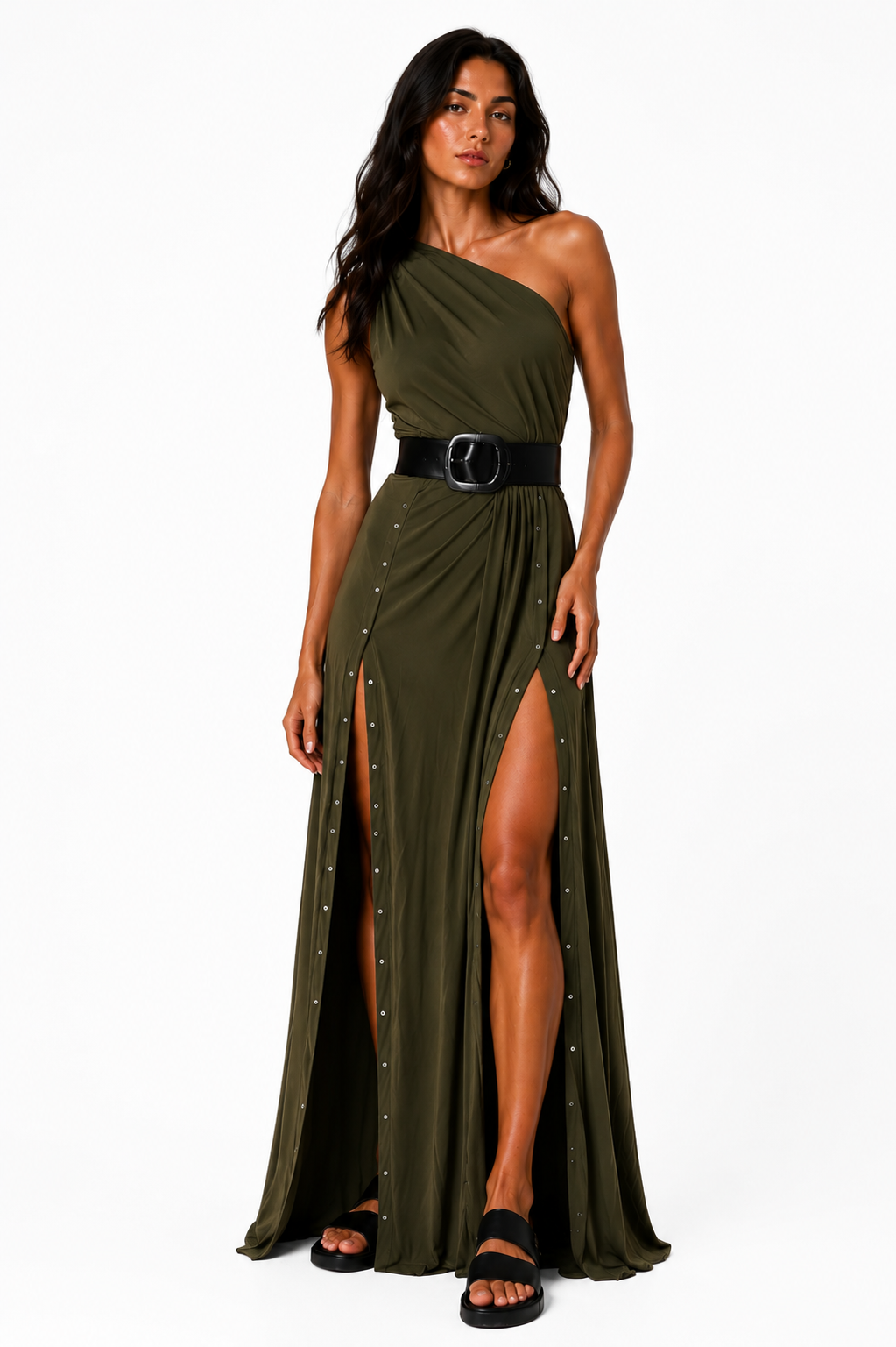 Odisea - Vestido maxi con doble apertura + cinturon